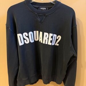 DSQUARED2 Black Big Print Logo Long Sleeve Tight Knit Men Sweatshirt Sz M